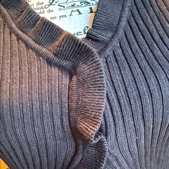 Mable Ribbed Black Ruffle-Trim Cardigan - Picture 3 of 10